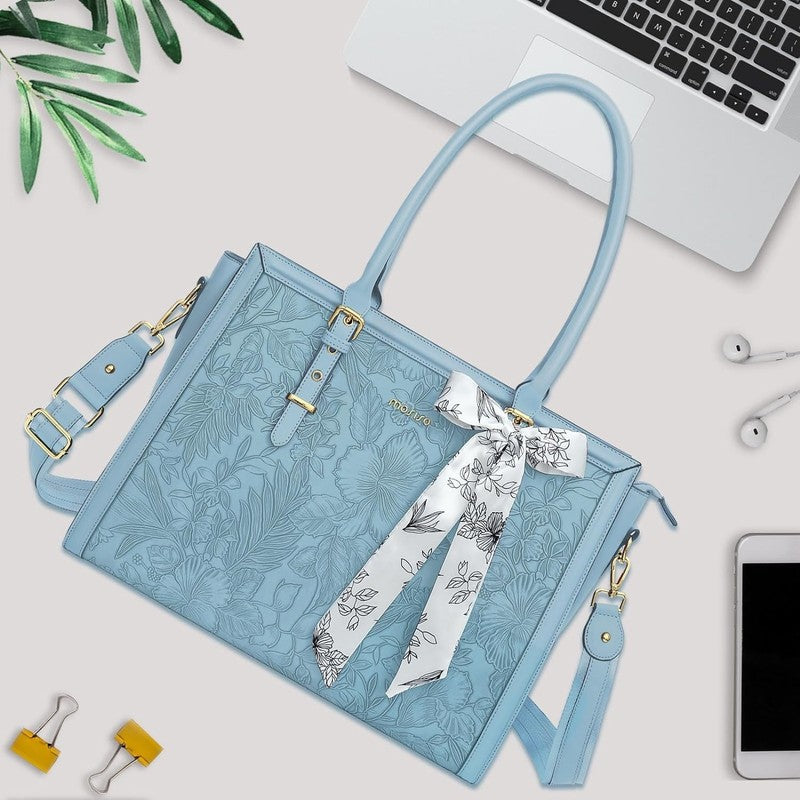 Women Laptop Tote Bag 17–17.3 Inch Waterproof PU Leather Shoulder Satchel Air Bl4
