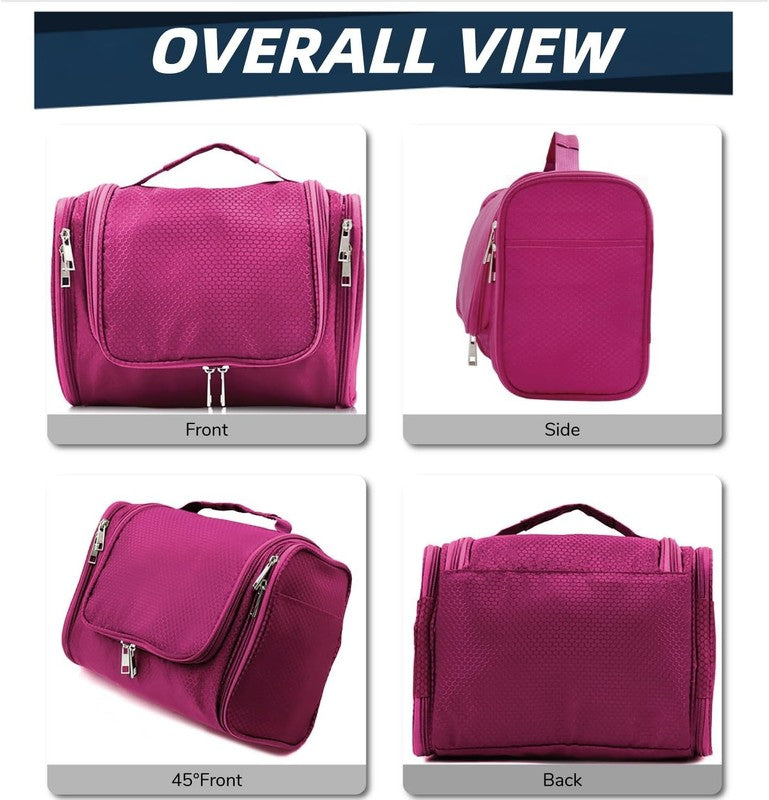 Large Waterproof Hanging Toiletry Bag Organizer for Women 11"x6.2"x8.8" Fuchsia2