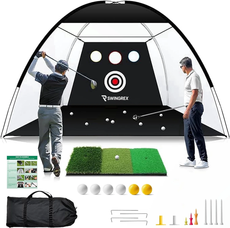 10X7Ft Golf Net for Home Swing Training with Mat, Target & Balls0