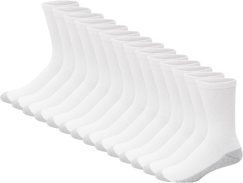 Men’s Double Tough Socks Crew Ankle Moisture Wicking Work Socks Black White6