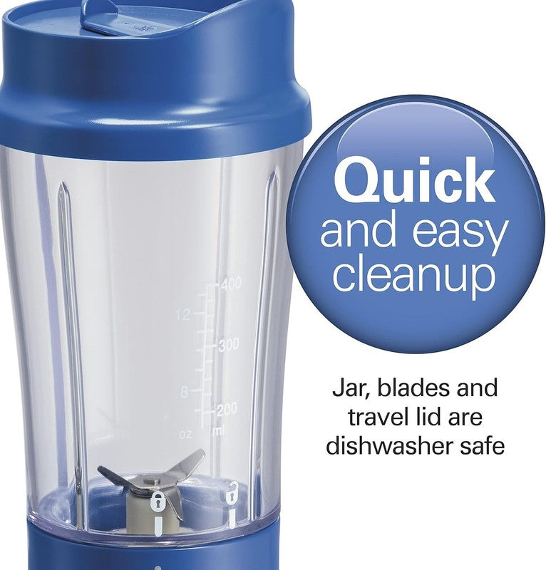 Portable Blender 14Oz BPA Free Cup w/ Lid, Stainless Blades, Blue 51132G2