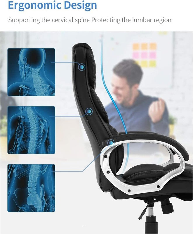Ergonomic High Back Office Chair with Lumbar Support and Armrests - Black6