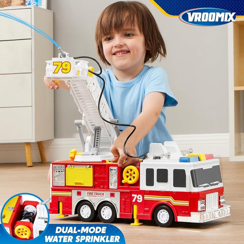 Extra Large Toddler Fire Truck Toys for Boys with 33 Inch Ladder, Lights & Sprin5