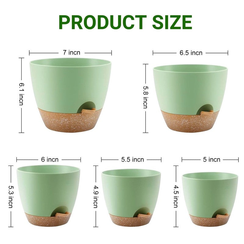 Set of 5 Self Watering Plant Pots with Drainage – Eco Friendly Plastic Planters 3