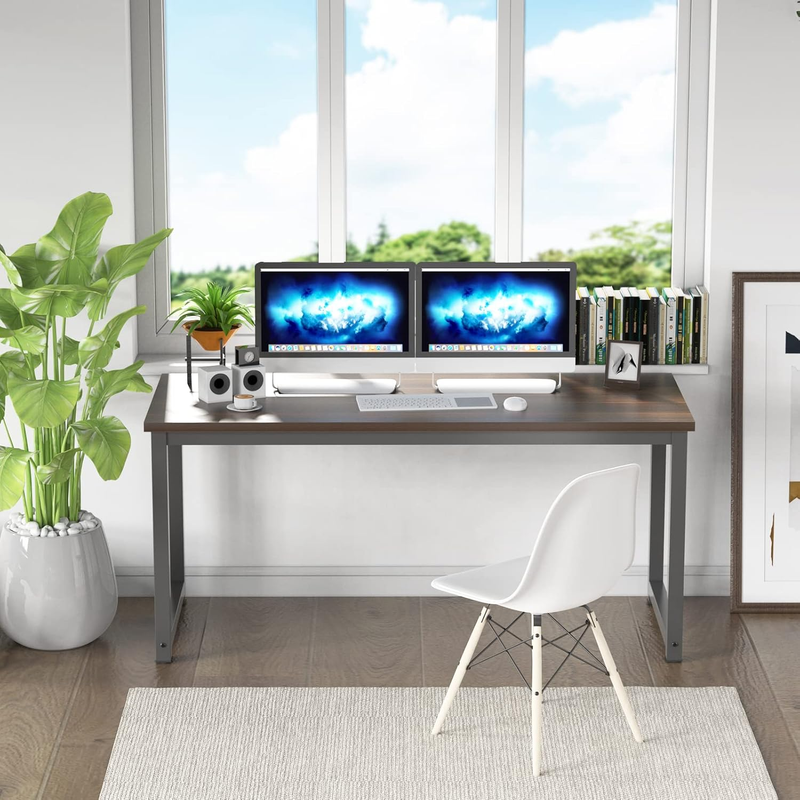 63'' Large Office Desk 2 Person Computer Table Wide Writing Desk Black/Chocolate7