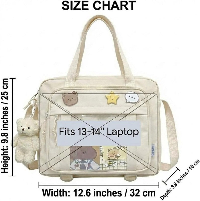 Kawaii Ita Crossbody Bag Women Pin Plush Bear Japanese Y2K Shoulder Purse3