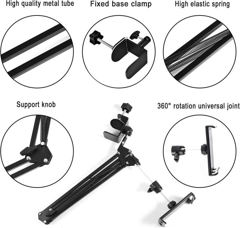 360° Rotating Tablet Stand for Bed   Fits 4.7 12.9" Devices, Aluminum Arm8