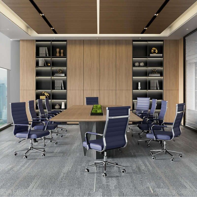 Navy Blue Executive Office Chair Ergonomic Leather Swivel Adjustable1