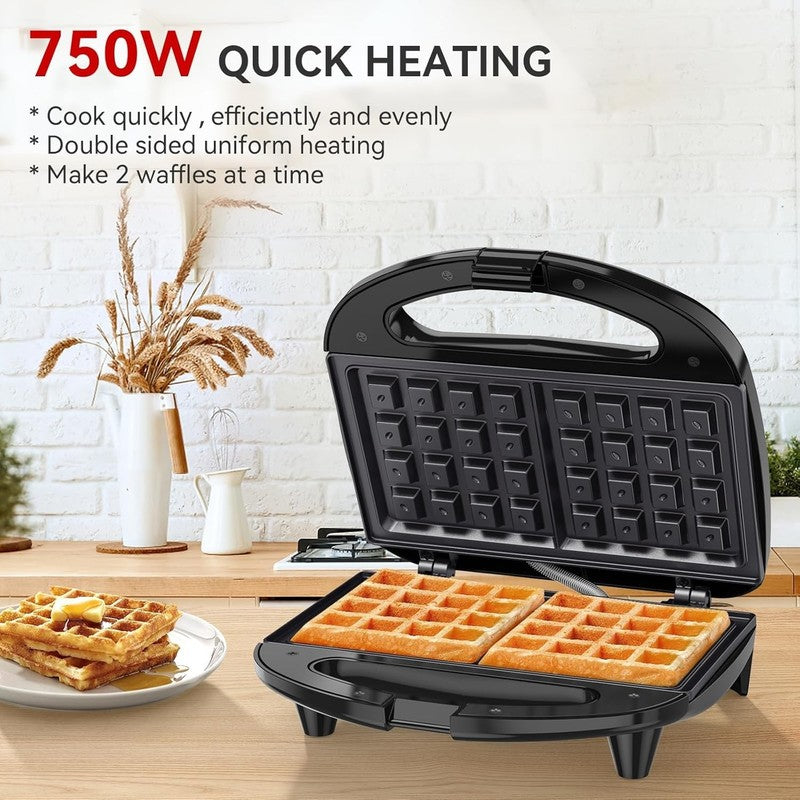 2 Slice Waffle Maker Nonstick Belgian Waffle Iron 750W Breakfast Snack PFOA Free1