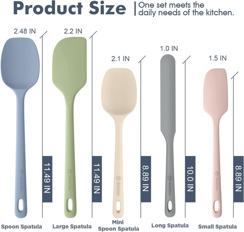 5 Piece Silicone Spatula Set Heat Resistant 600°F Nonstick Cookware1