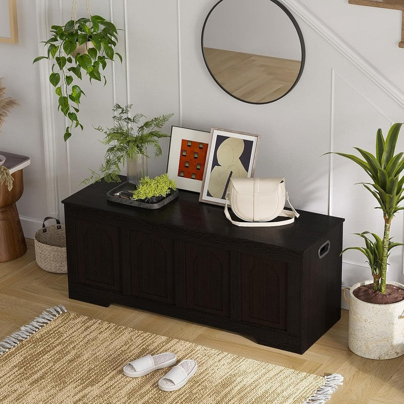 47.2'' Wooden Storage Chest Trunk Flip Top Entryway Shoe Bench Espresso6