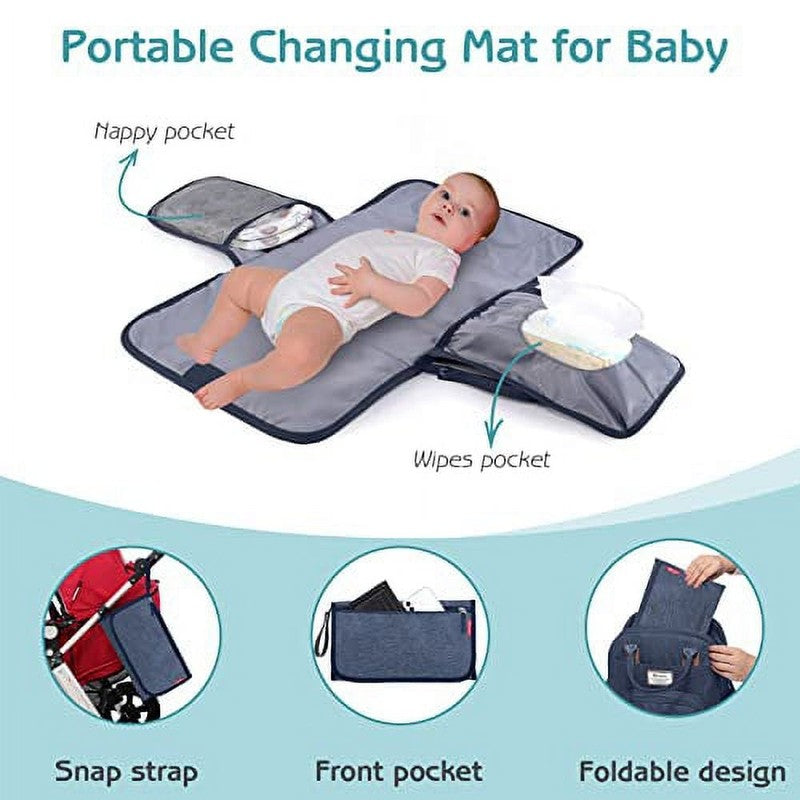Baby Diaper Bag Backpack w/ Pacifier Holder Large Travel Bag – Blue3