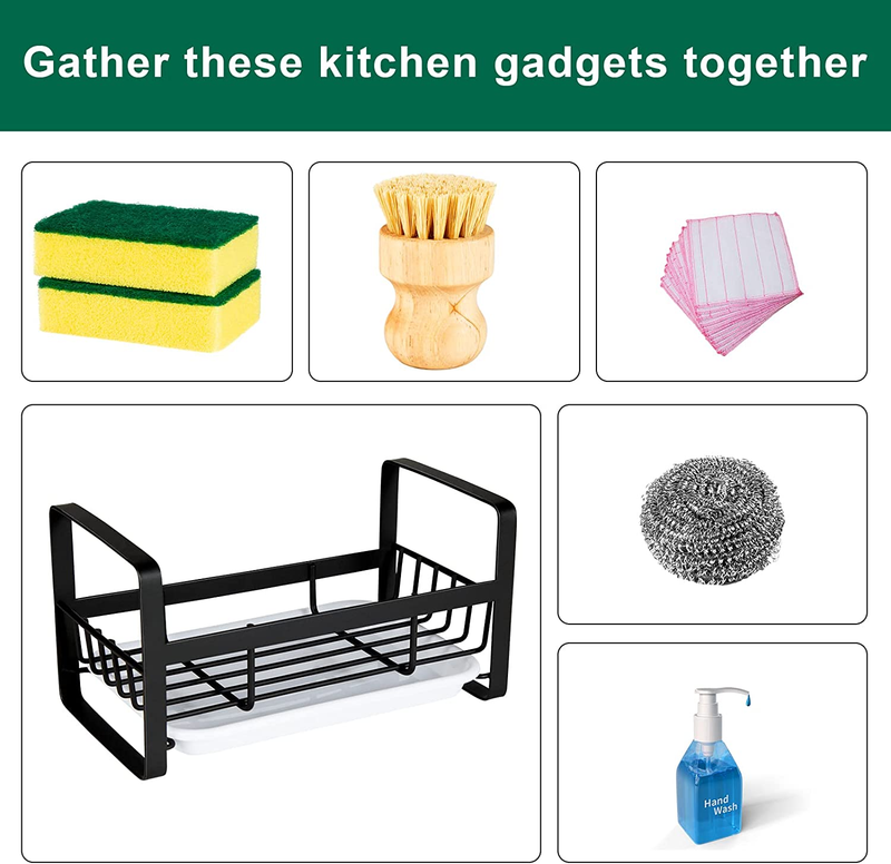 Sponge Holder for Kitchen Sink- Stainless Steel Kitchen Sink Caddy for Organizin6