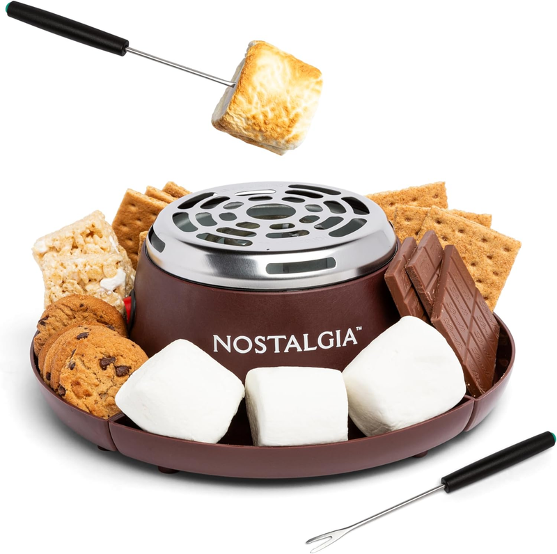 Electric S'Mores Maker, 4 Trays, Roasting Sticks, Indoor Tabletop Kit, Brown9