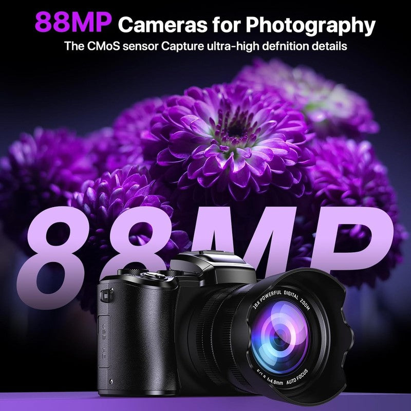 8K Digital Camera 88MP Vlogging Dual-Lens 16X Zoom 3.2" Touch Screen Anti-Shake1