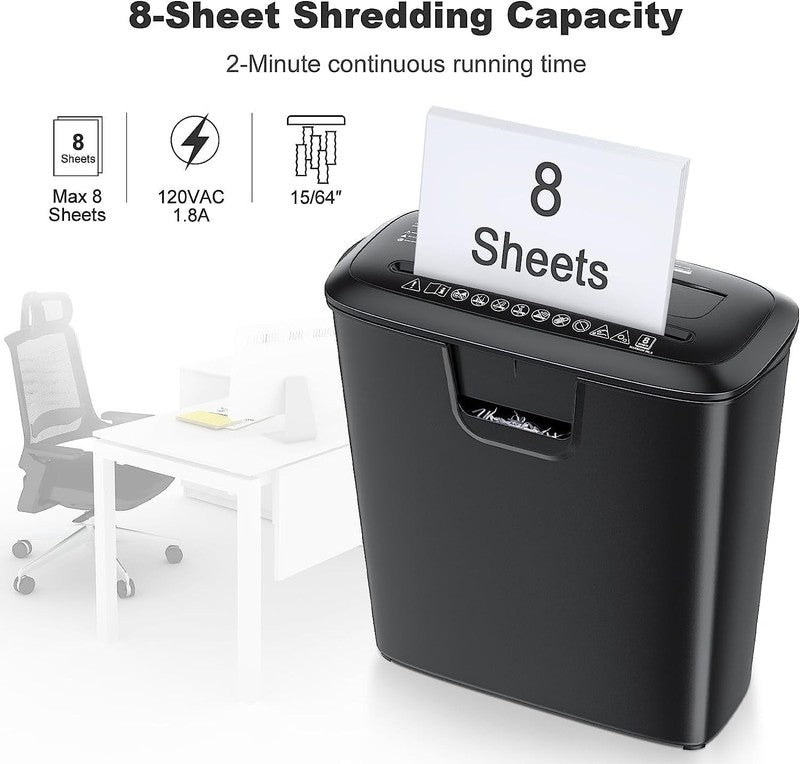 8 Sheet Strip Cut Paper Shredder Home Office CD/Credit Card Overheat Protection1