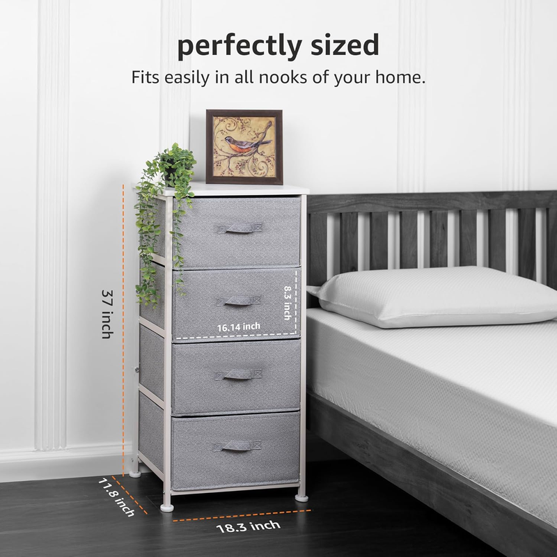 4 Drawer Fabric Storage Organizer Unit Closet Bedroom White1