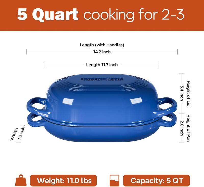 5QT Cast Iron Dutch Oven Bread Kit w/ Banneton Lame Blue7