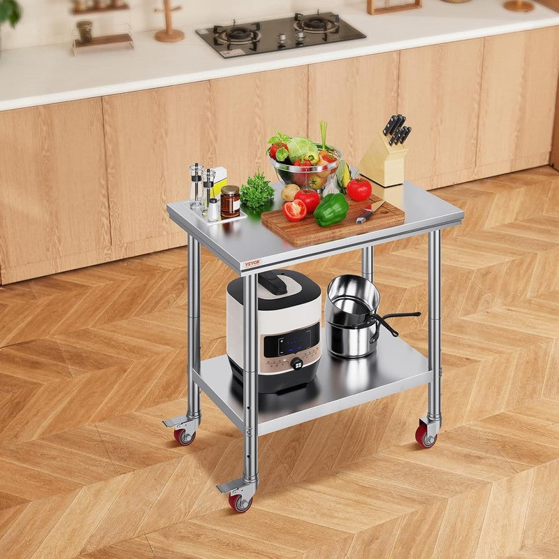 Mophorn 36x24 Stainless Steel Work Table w/ Wheels Heavy Duty Prep Table Silver7