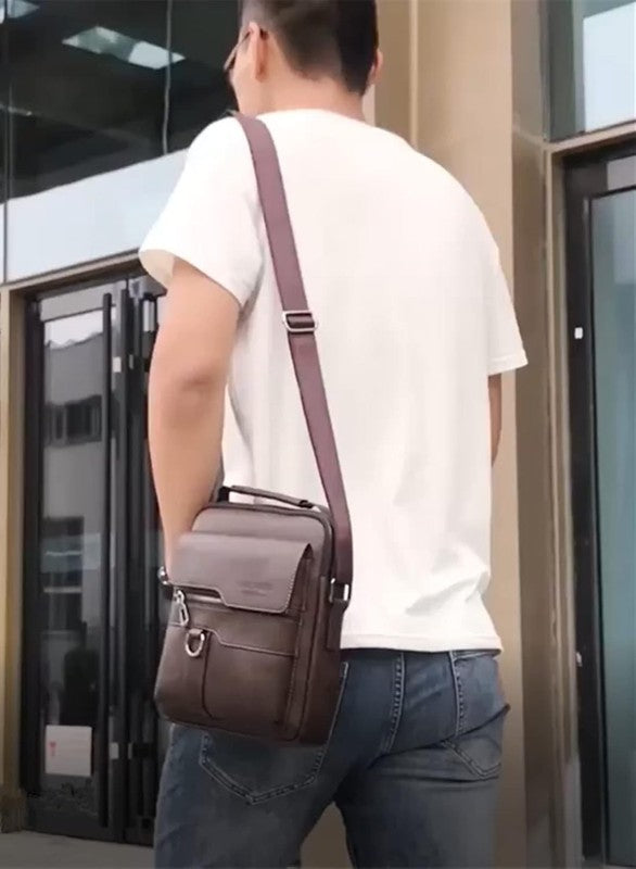 Vintage Leather Messenger Bag Crossbody Shoulder Bag Zipper Buckle Handle Bag2