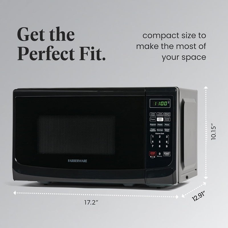 0.7 Cu Ft Countertop Microwave 700W Auto Cook Defrost Black3