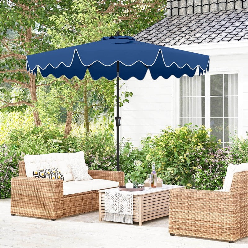 9FT 2-Tier Patio Umbrella – Sun-Protective Market Table Umbrella, Navy1