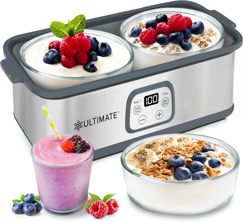 Probiotic Yogurt Maker w/ Temp & Time Control, 2 Qt, Greek Style, Warranty8