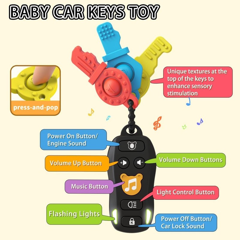 Baby Toy Car Keys & Remote Set – Musical Light Up Sensory Toy for Infants2