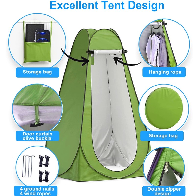 Portale Foldable Camping Toilet Set with Privacy Tent, Black7