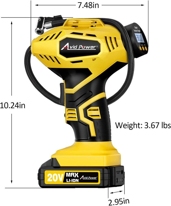 Cordless 20V Tire Inflator Portable Air Compressor w/ Digital Gauge & Adapter7
