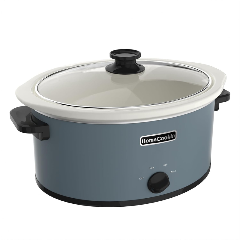 7Qt Oval Slow Cooker Manual 3-Setting Blue Pot Food Warmer3