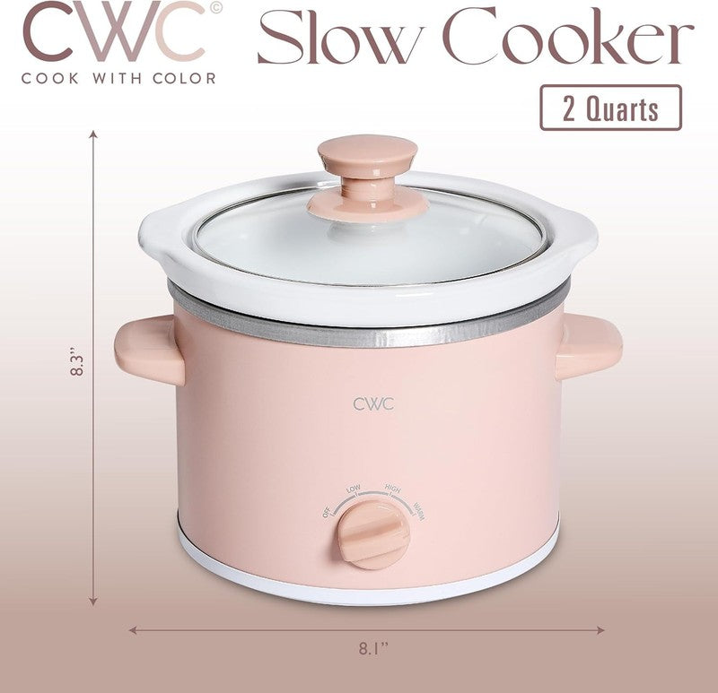 Slow Cooker, Crock Pot, 2-Quart Removable Stoneware Mini Crock Pot, Dusty Rose2