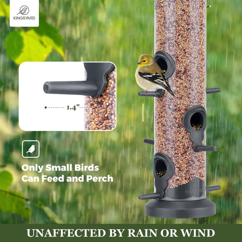 2-Pack Black Plastic Tube Bird Feeders, 6-Port Hanging Feeders for Outdoors5