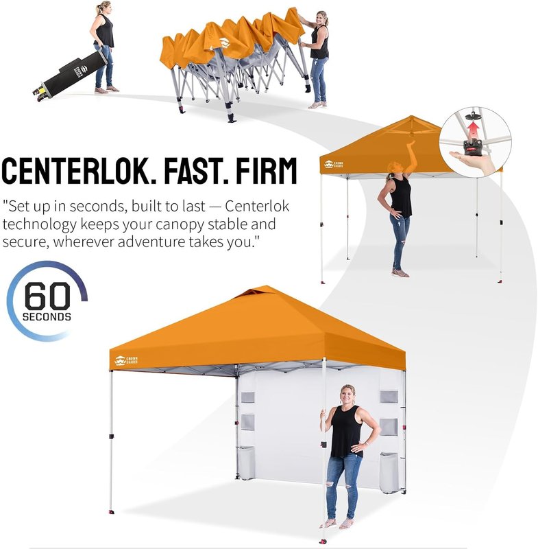 Canopy Tent 10x10 Pop Up Outdoor Shelter w/ Sidewall UV Protection Orange5