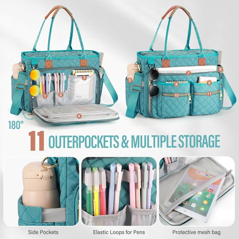 Large Capacity Womens Work Bag Multi-Functional Teacher Tote Bag with Laptop Com5