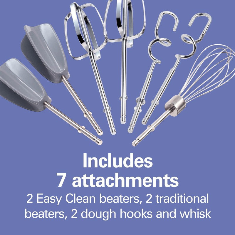 6-Speed Electric Hand Mixer Easy Clean Beaters 7 Attachments Case White Kitchen3