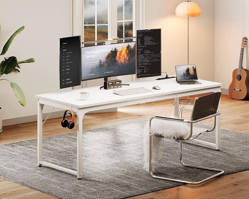 71'' Computer Desk w/ USB Ports Large Office Study Student Writing Desk White6