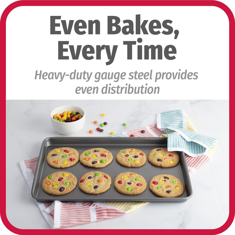 3PC Nonstick Baking Sheet Set Carbon Steel Cookie Pans Gray3