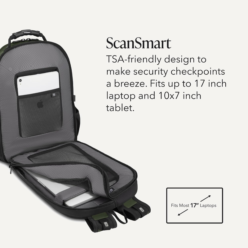 2 Piece Travel Set Carry On Spinner + 17" Laptop Backpack RFID Evergreen3