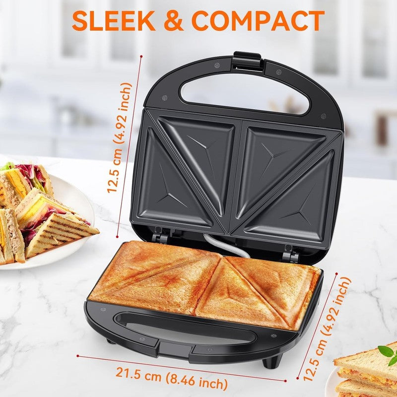 2 Slice Sandwich Maker Grilled Cheese Nonstick Triangle Plates 750W4