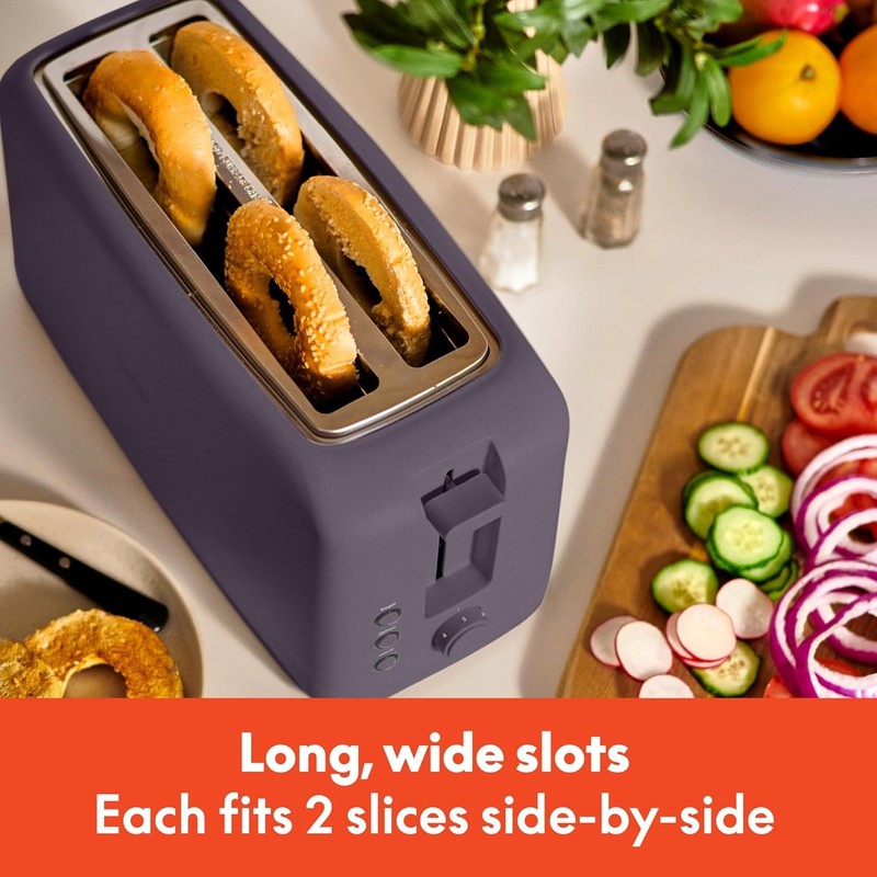 4 Slice Slim Toaster Long Slot 900W 6 Shade Anti Jam Plum Sourdough2