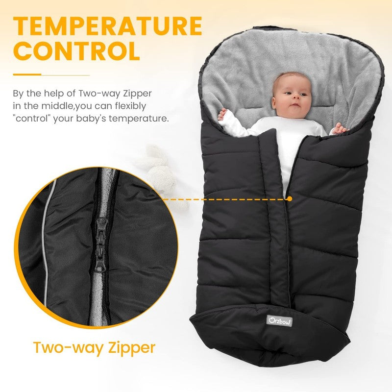 Universal Stroller Bunting Bag, Warm Waterproof Toddler Footmuff, Black L2