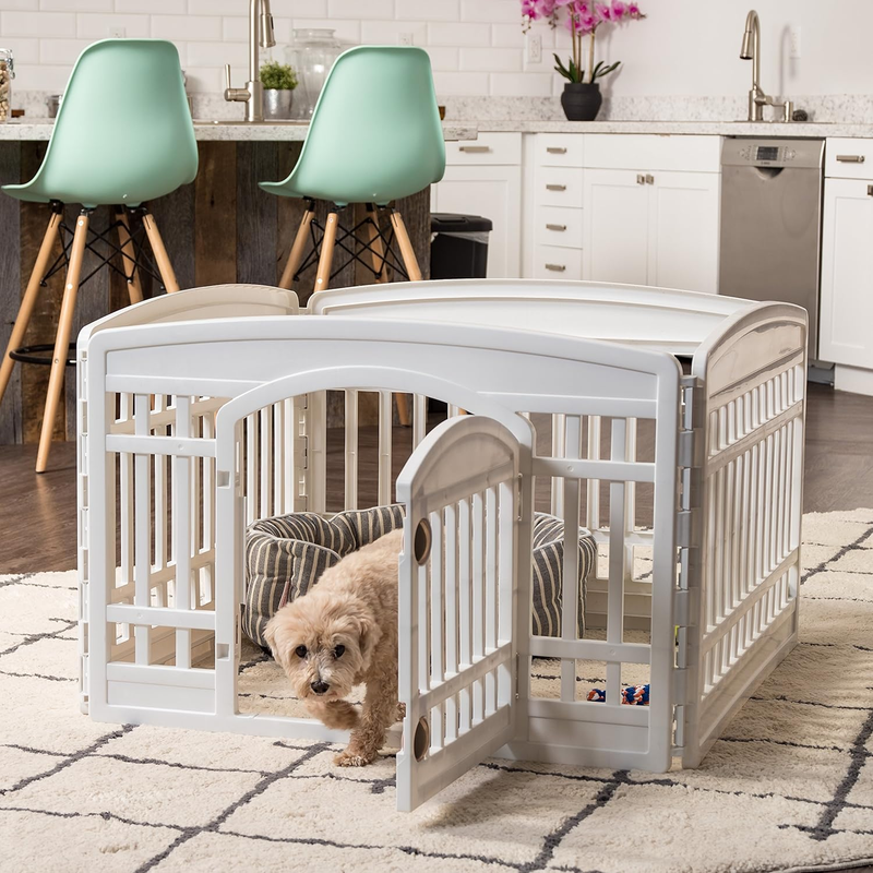 24" 4 Panel Dog Playpen w/ Door 35x35x24 Indoor Pet Fence Small Puppies White8