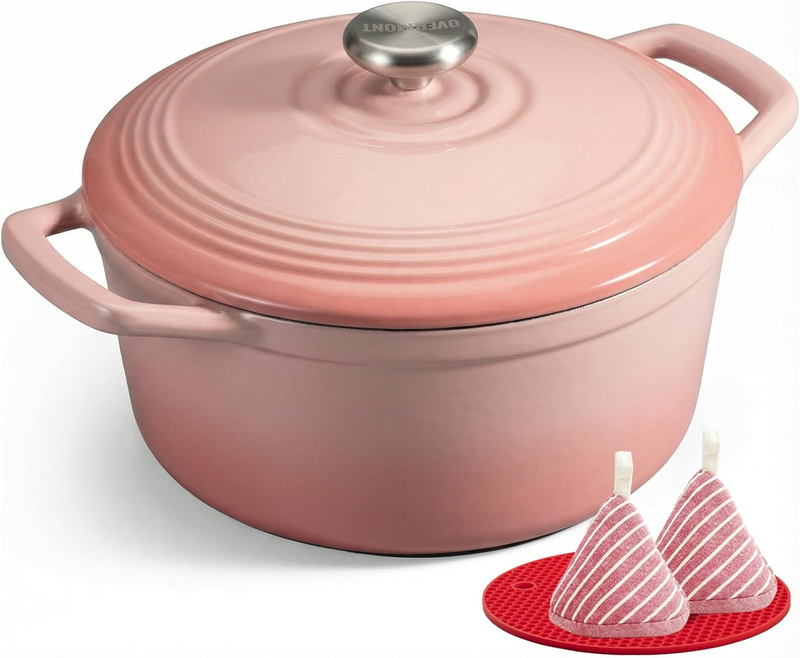5.5QT Cast Iron Dutch Oven w/ Lid Sourdough Baking Braising Pot10