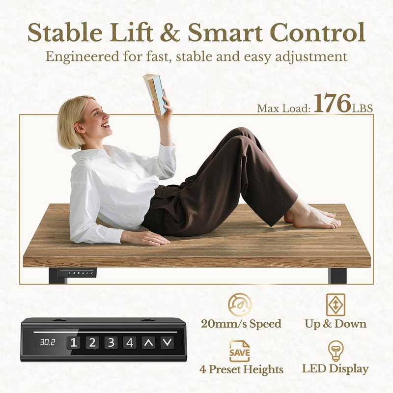 Light Oak Electric Standing Desk 48in Adjustable Height Office Desk4