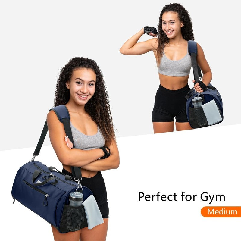 Gym Bag Unisex Duffel Shoe Compartment Wet Pocket Travel Sports Blue M2