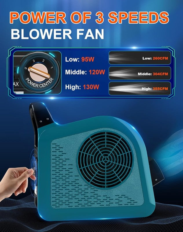 Air Mover Blower Fan 3-Speed Carpet Dryer Utility Floor Fan Blue4