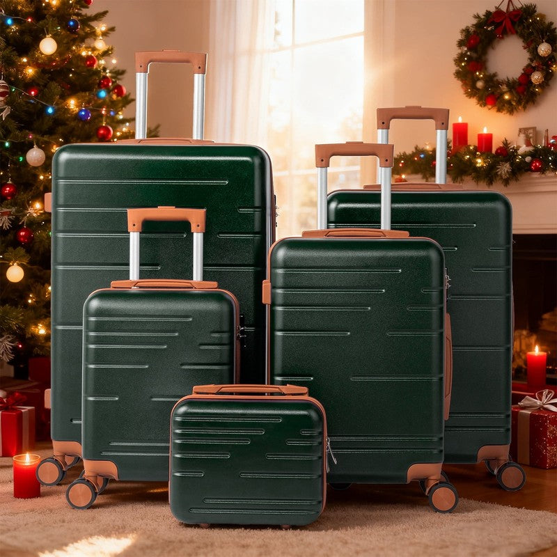 Luggage 5 Piece Sets Suitcase ABS Hardside with Spinner Wheels and TSA Lock, Dee1