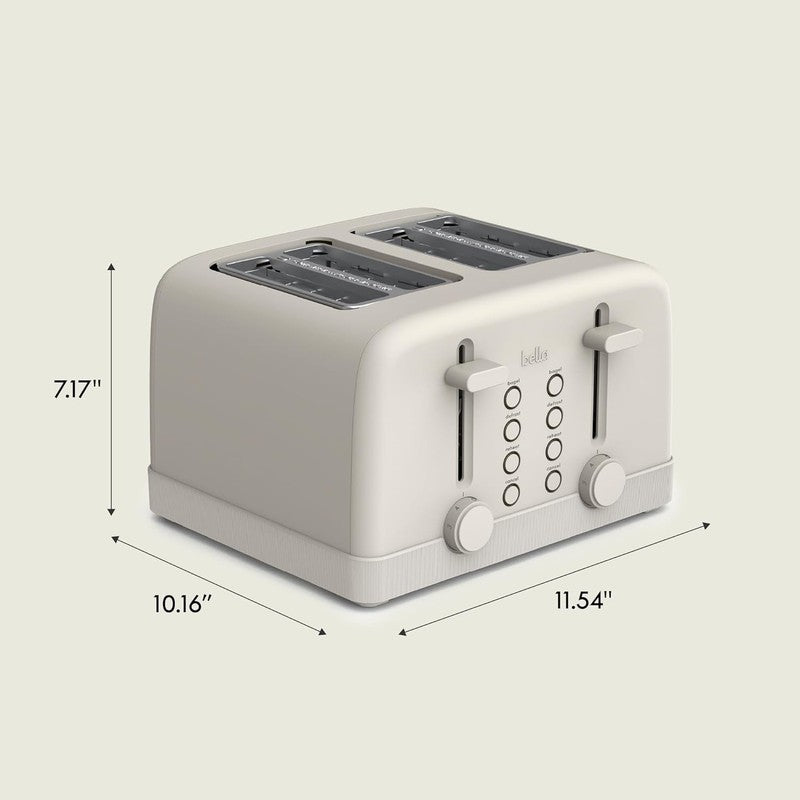 4 Slice Toaster 900W 6 Shade Reheat Cancel Anti Jam Auto Shut Off Tray Oatmilk8