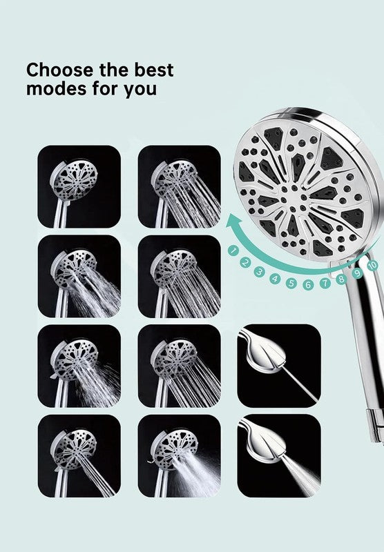 High Pressure Rain & Handheld Shower Head Combo w/ Magnetic Docking & Jets5